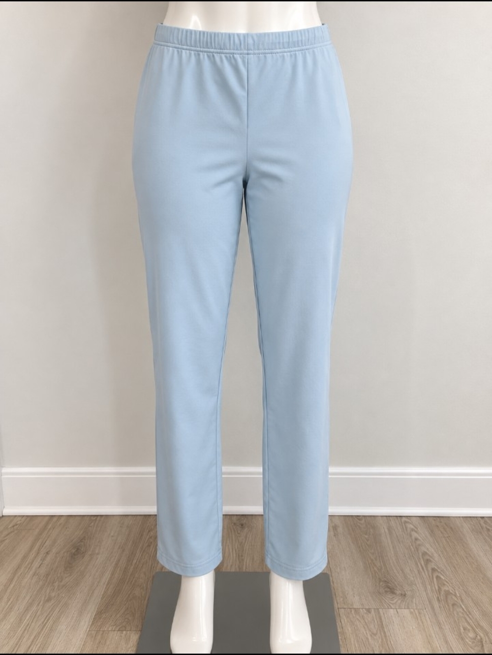 Light Blue Straight Leg Pull-On Pants